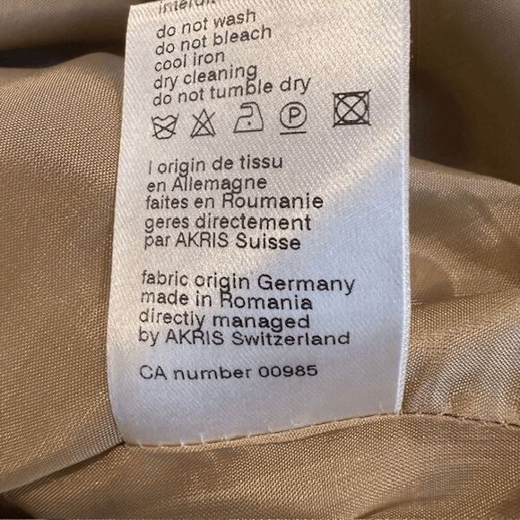 AKRIS PUNTO Wool Midi Dress Sleeveless Tan Plaid Check Back Zip Size 12 - Picture 10 of 14